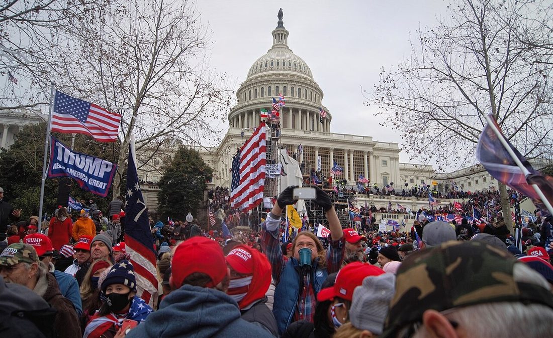 Crowds outside the United States Capitol on January 6, 2021